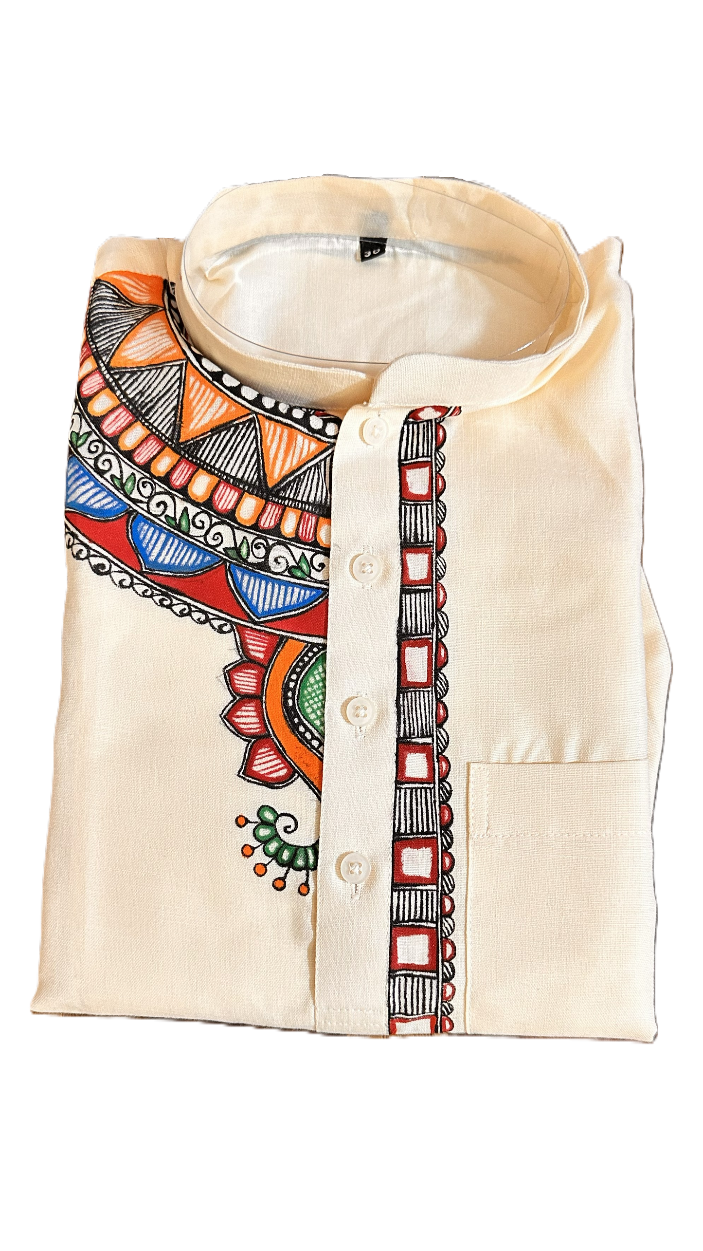 Cream Madhubani Men's Kurta Set