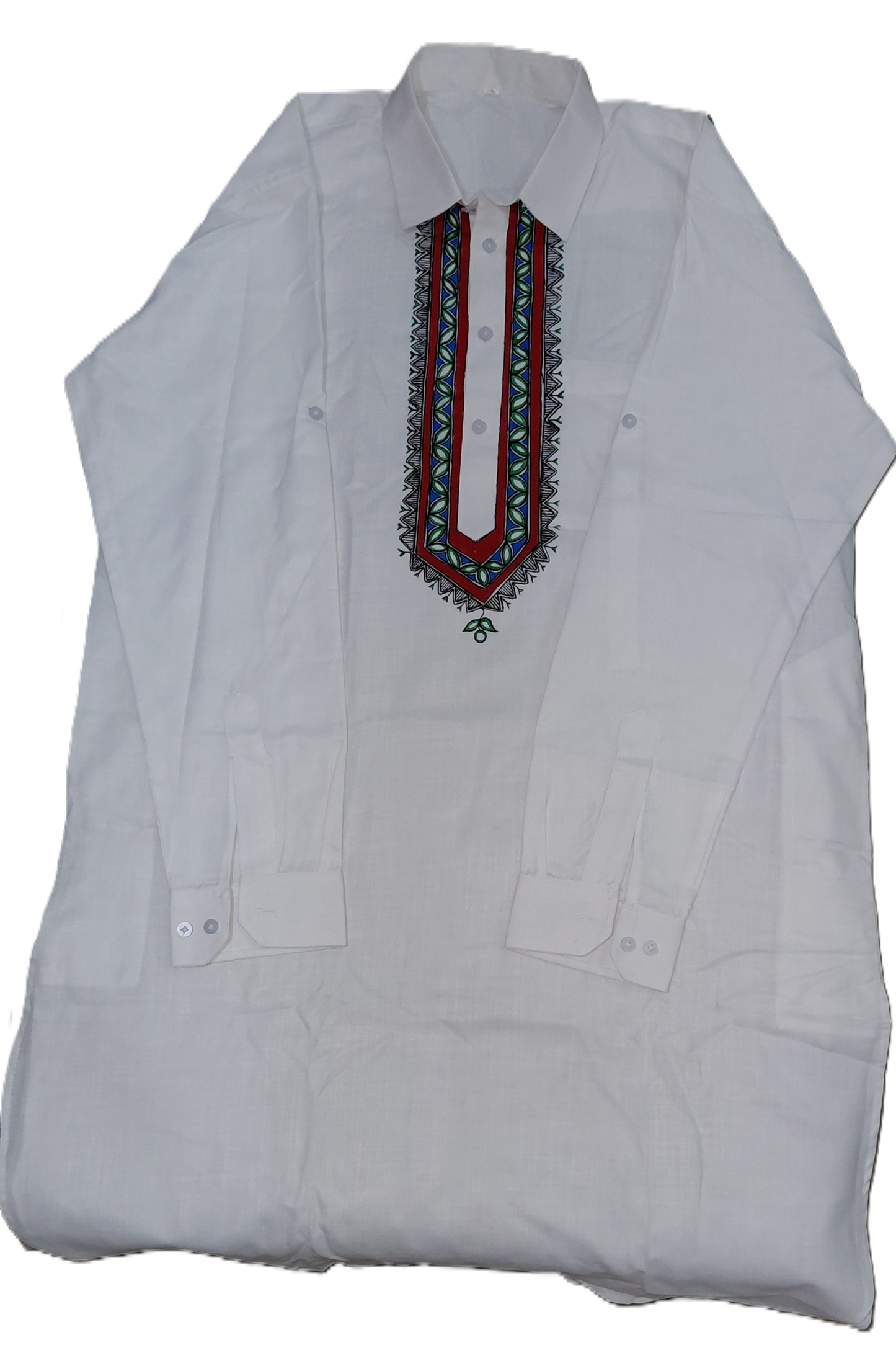 madhubani hand painted white pathani kurta for men