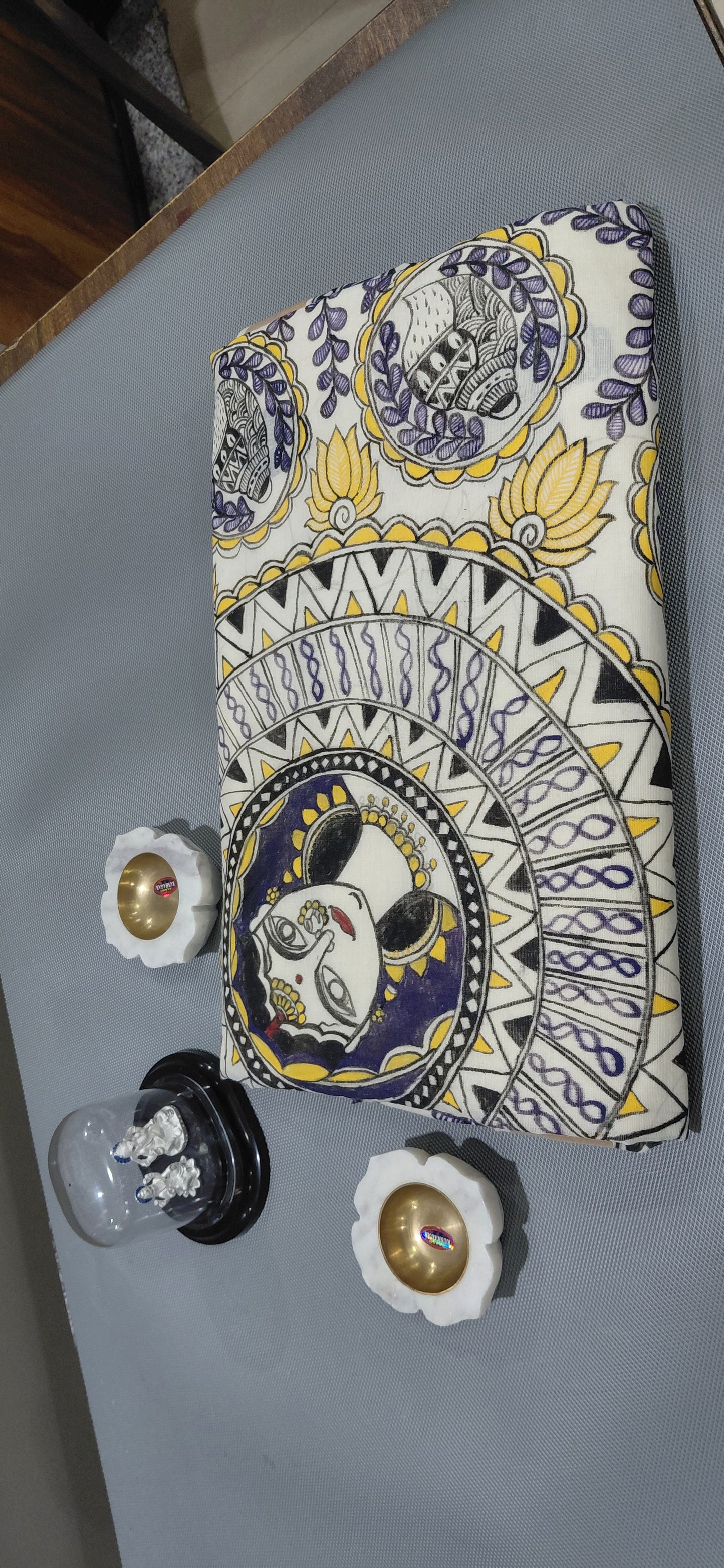 🪙 Ivory Kasavu Cotton Madhubani Saree | Rangika Studio