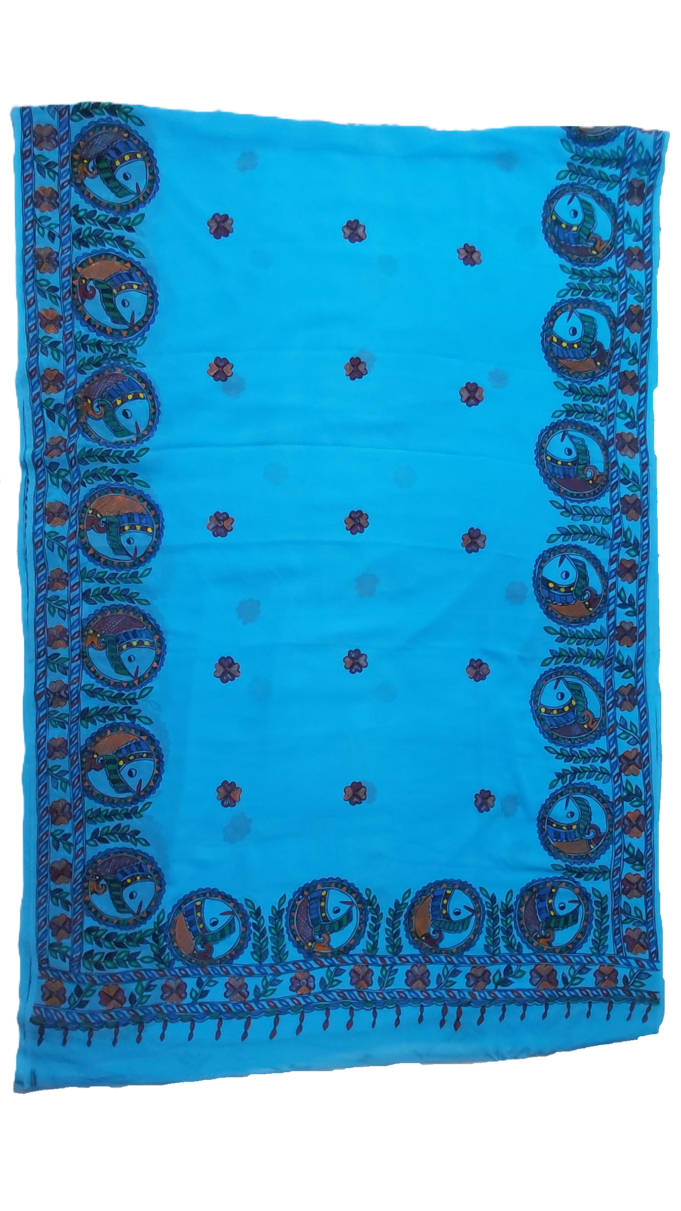 Sky Blue Georgette Madhubani Saree | Rangika Studio
