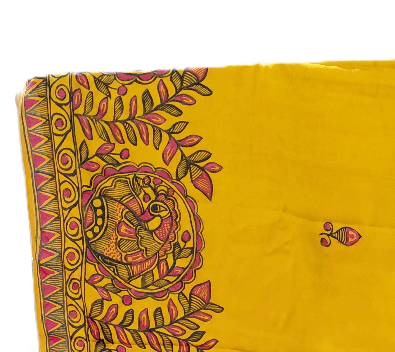 Mustard Modal Silk Madhubani Saree | Rangika Studio
