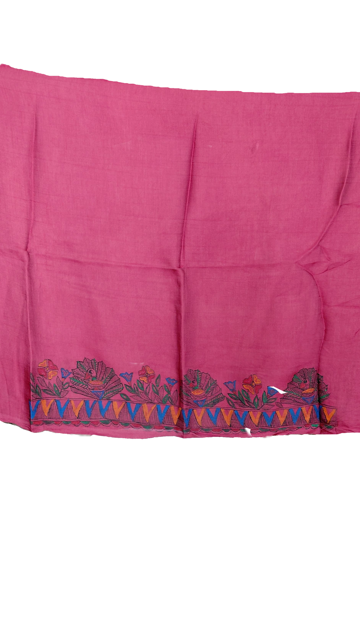Ivory Modal Silk Madhubani Saree | Rangika Studio