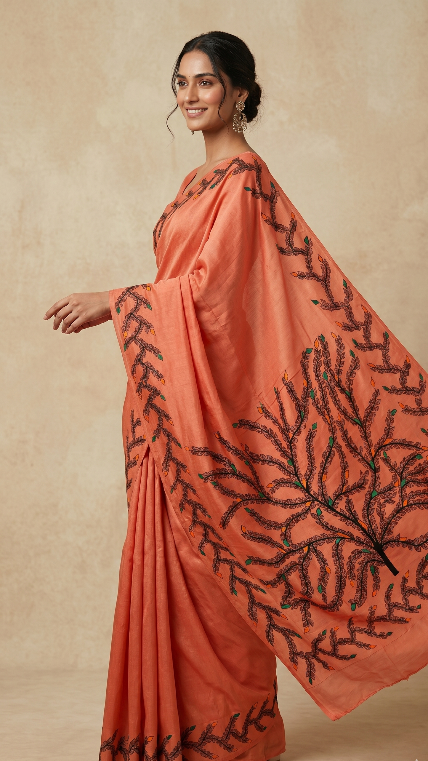 Tree of Life Madhubani silk saree by Rangika Studio