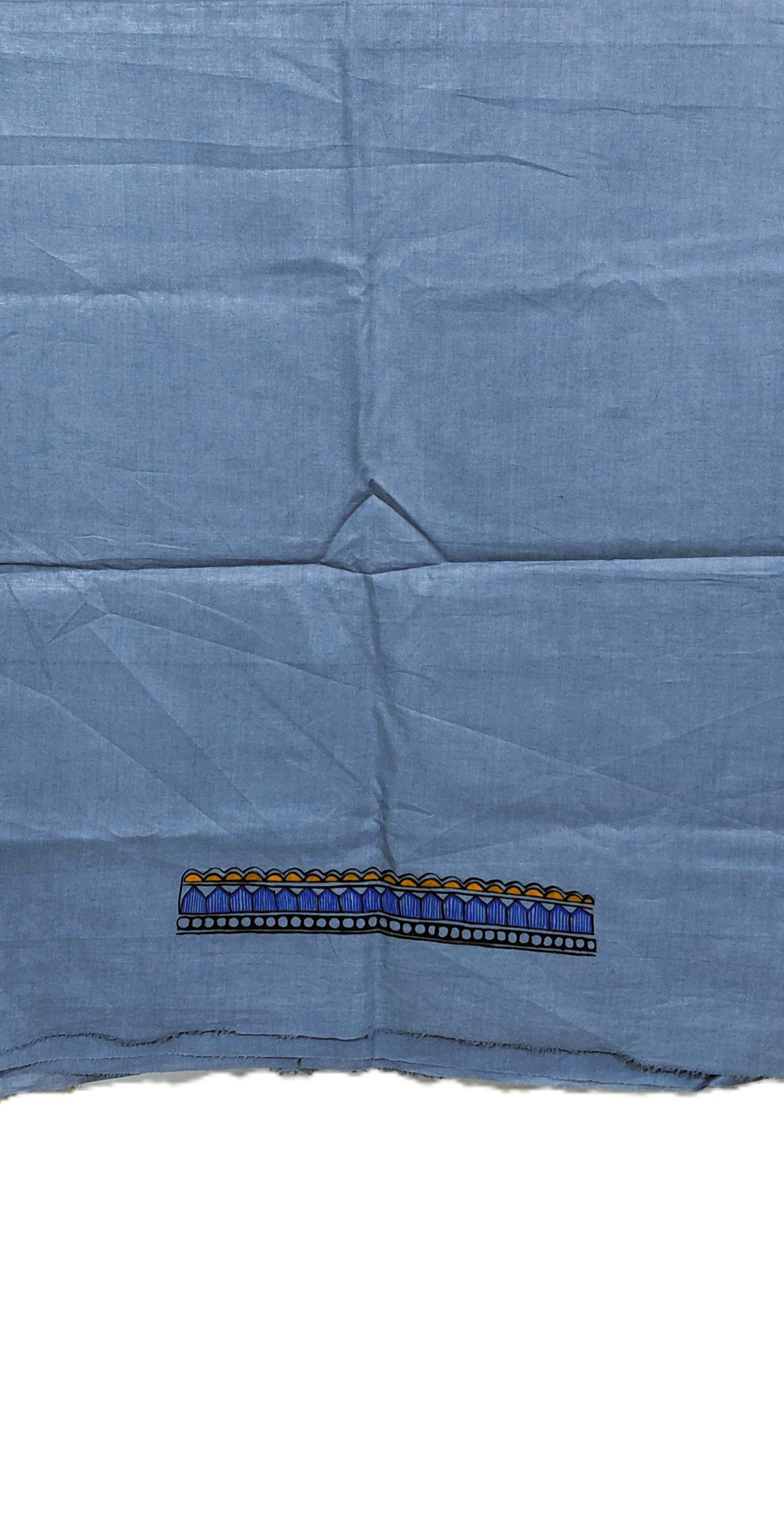 Hand-Painted Madhubani Cotton Slub Suit Set – Dusty Blue