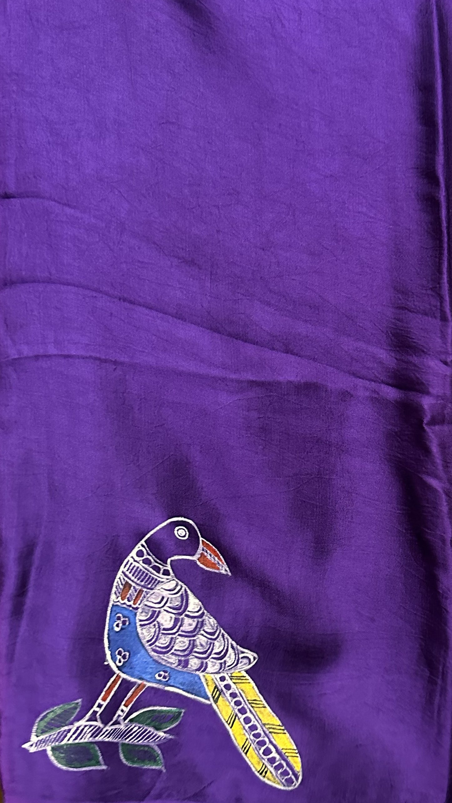 Blouse back design with hand painted bird motif