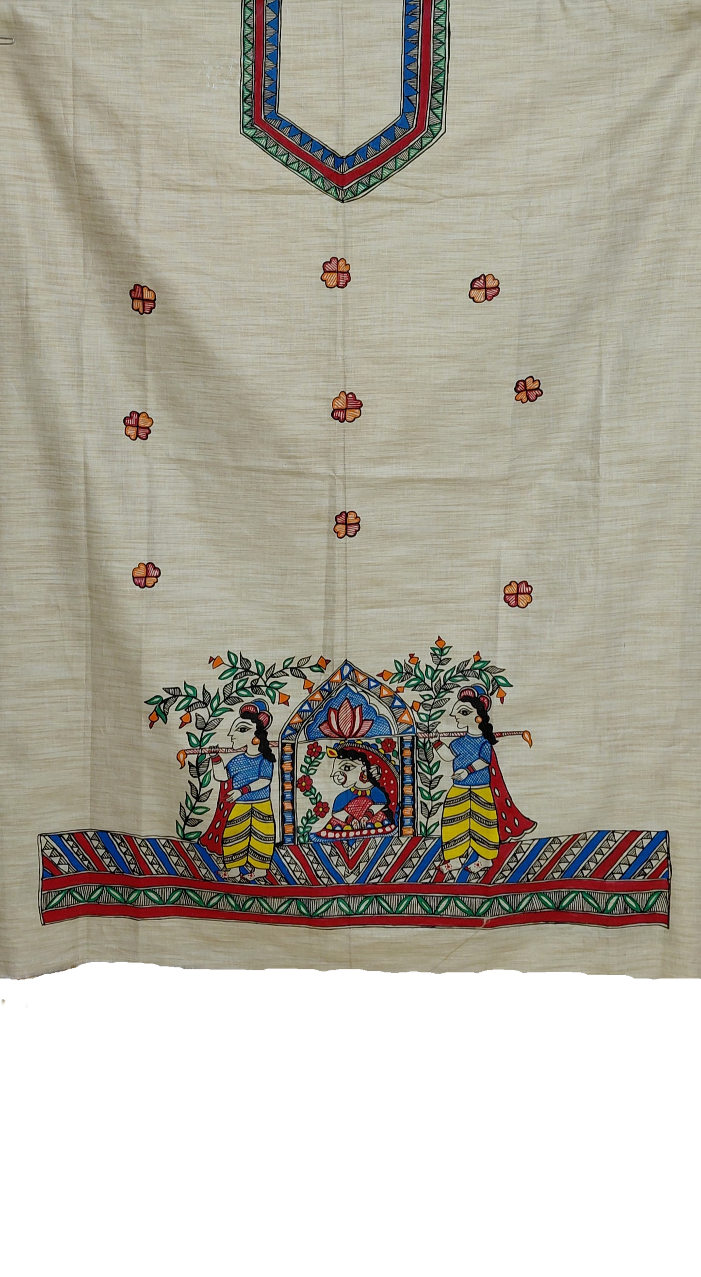 Madhubani Dupian cotton kurta featuring traditional Doli Kahar artwork