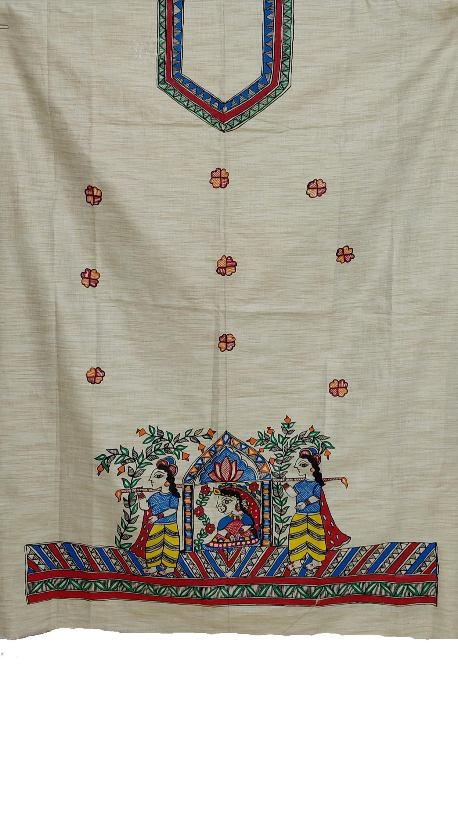 Madhubani Dupian cotton kurta featuring traditional Doli Kahar artwork