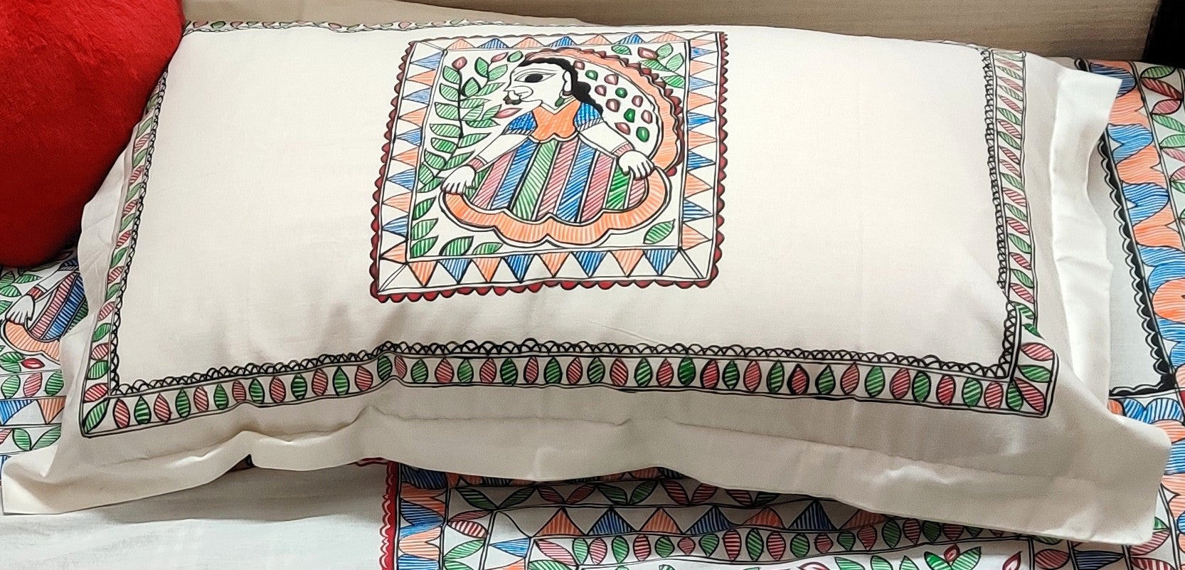 madhubani bedsheet geometric pattern detail