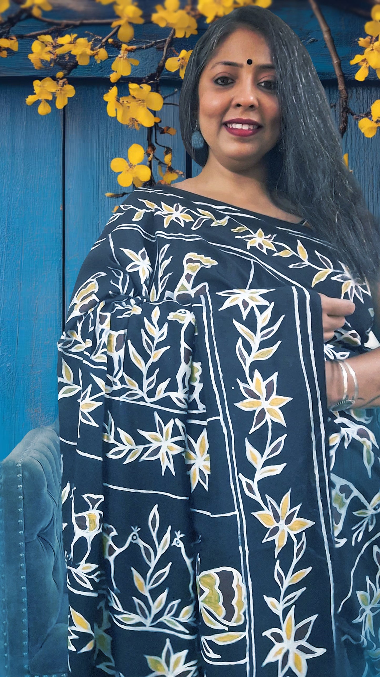 Sohrai Symphony – Hand-Painted Sohrai Art Katan Silk Saree