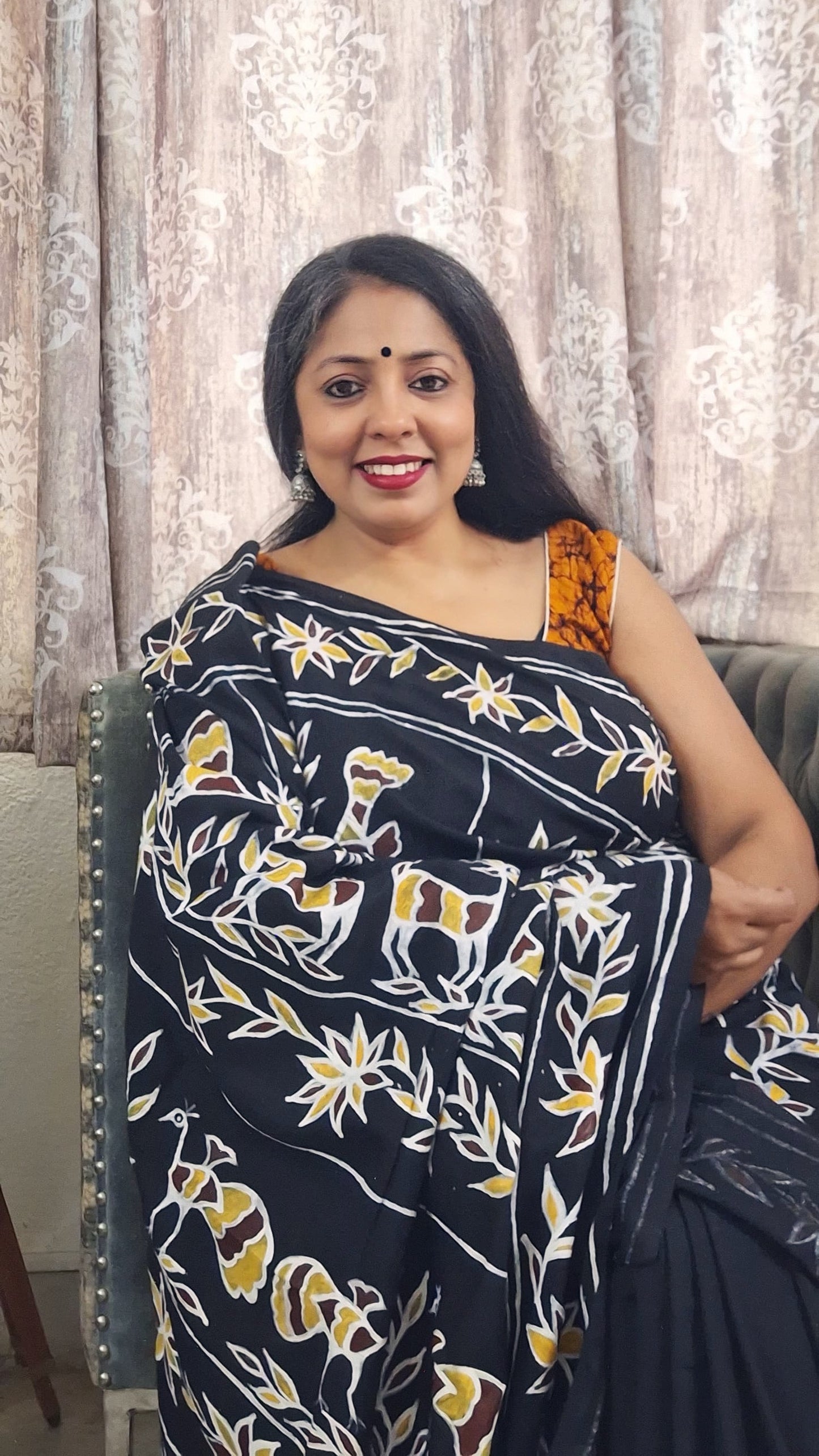 Sohrai Symphony – Hand-Painted Sohrai Art Katan Silk Saree
