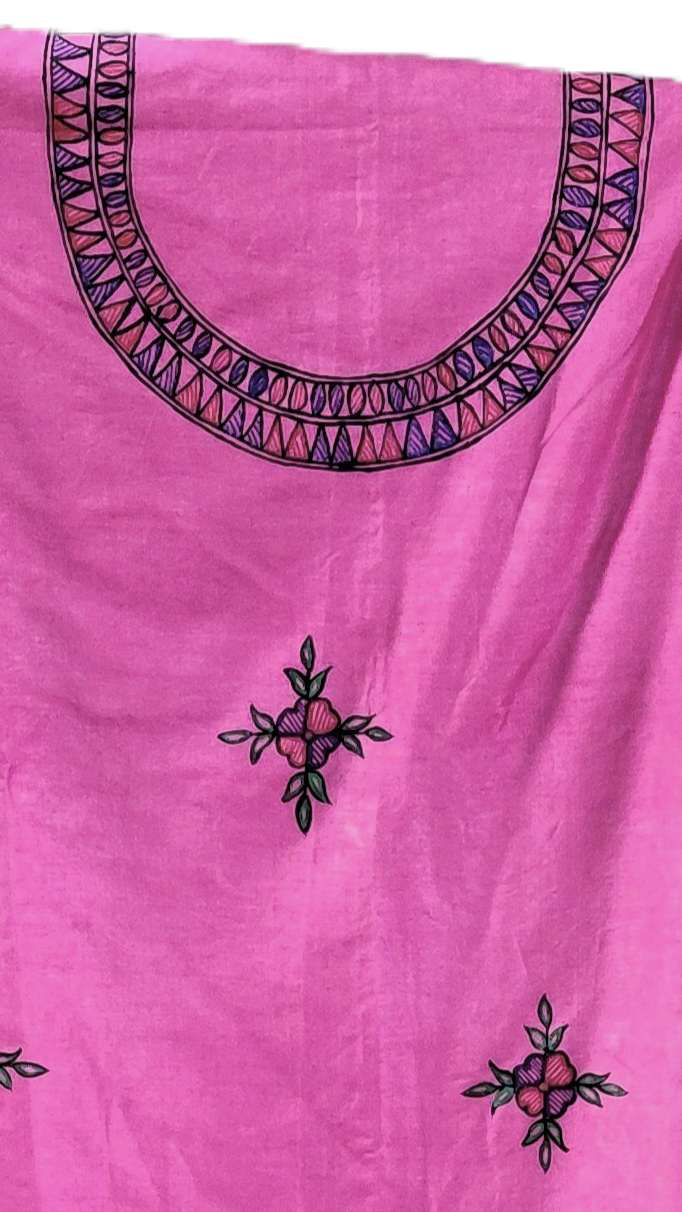 Kerala Cotton madhubani paints Cotton Kurta pink