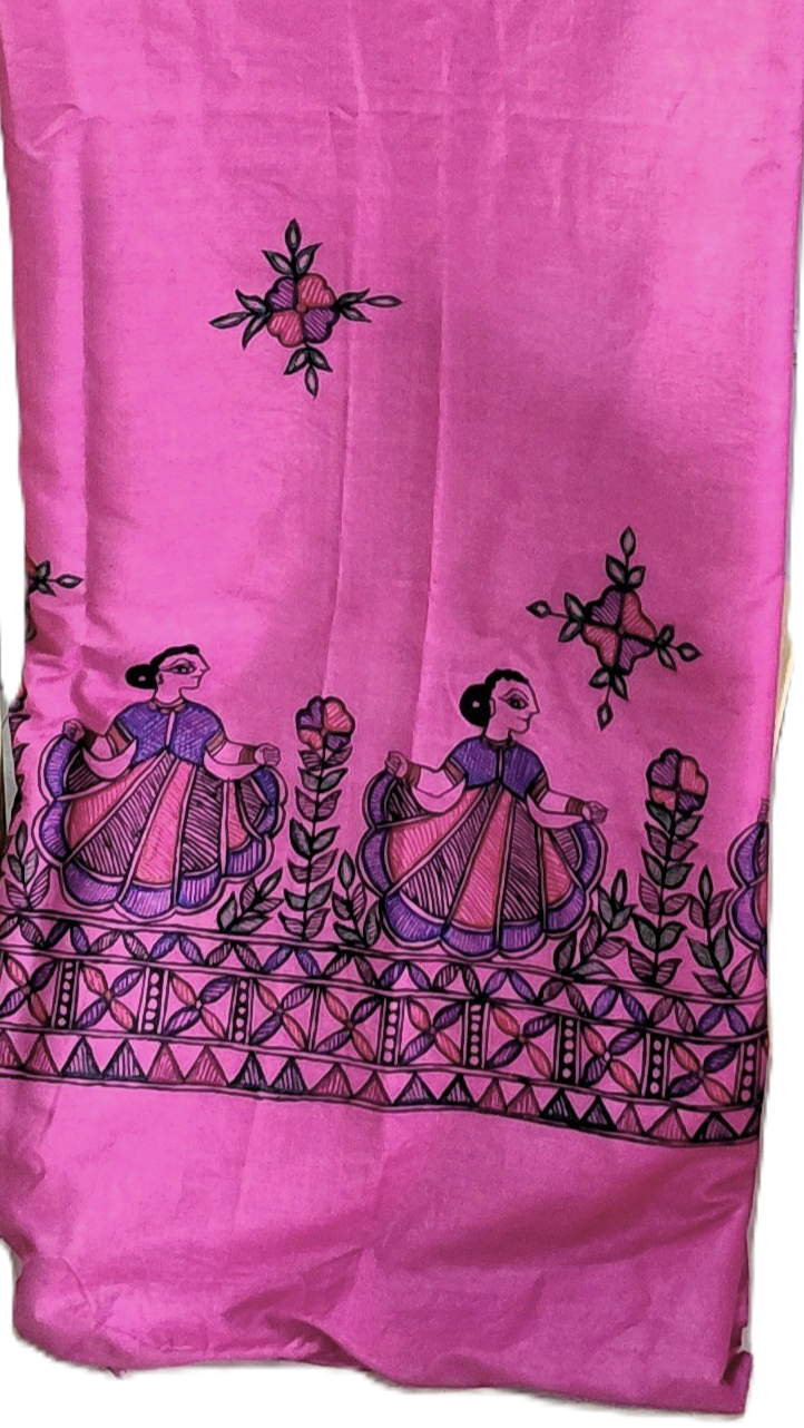 pink ethnic hand painted suit set Close up India 