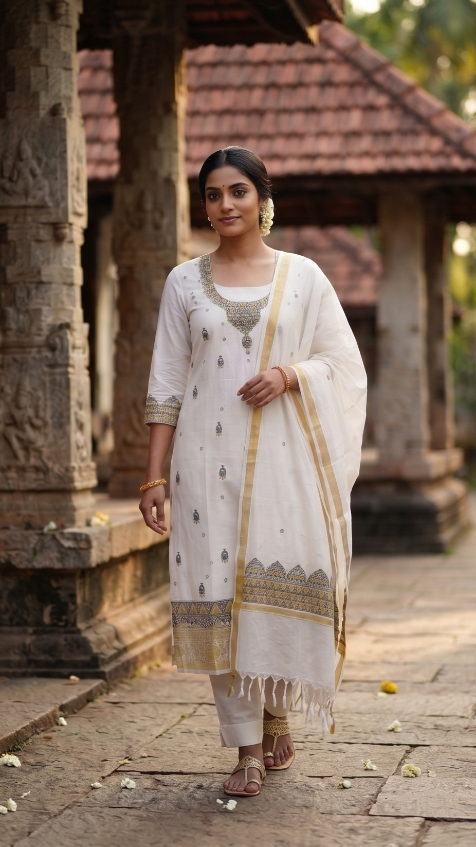 Traditional Mithila art inspired Kerala cotton dress material