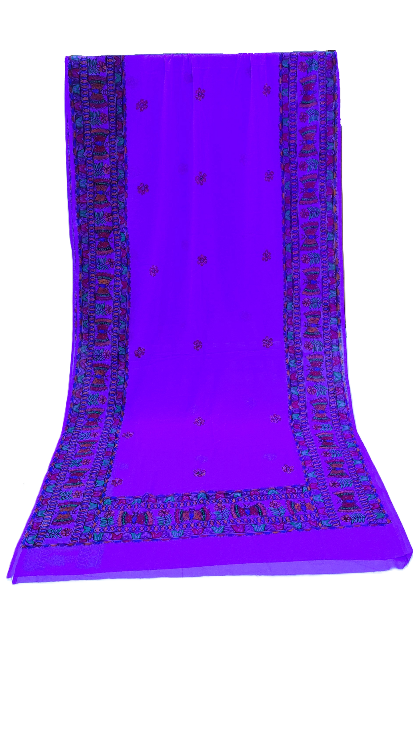 ⚡Electric Violet Georgette Madhubani Saree | Rangika Studio