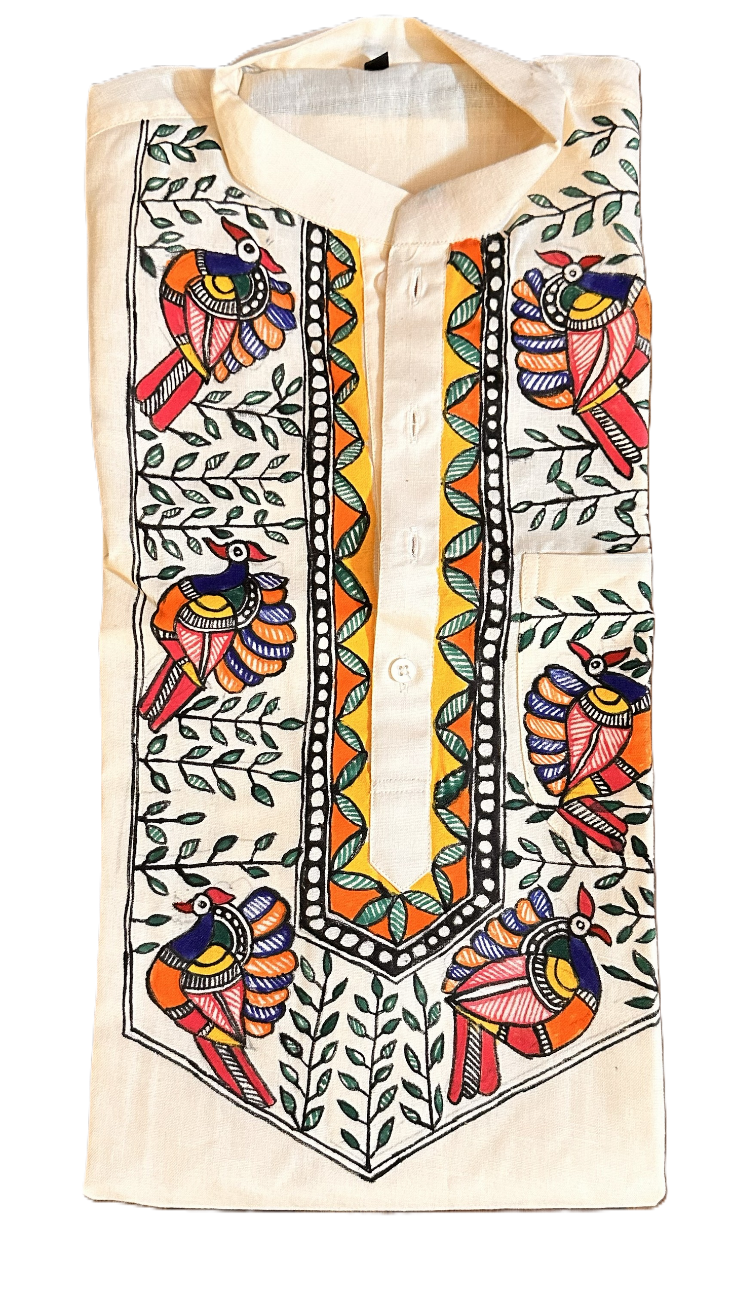 Hand-Painted Madhubani Kurta Payjama Set for Men – Cream | Minimal Art | Pure Elegance
