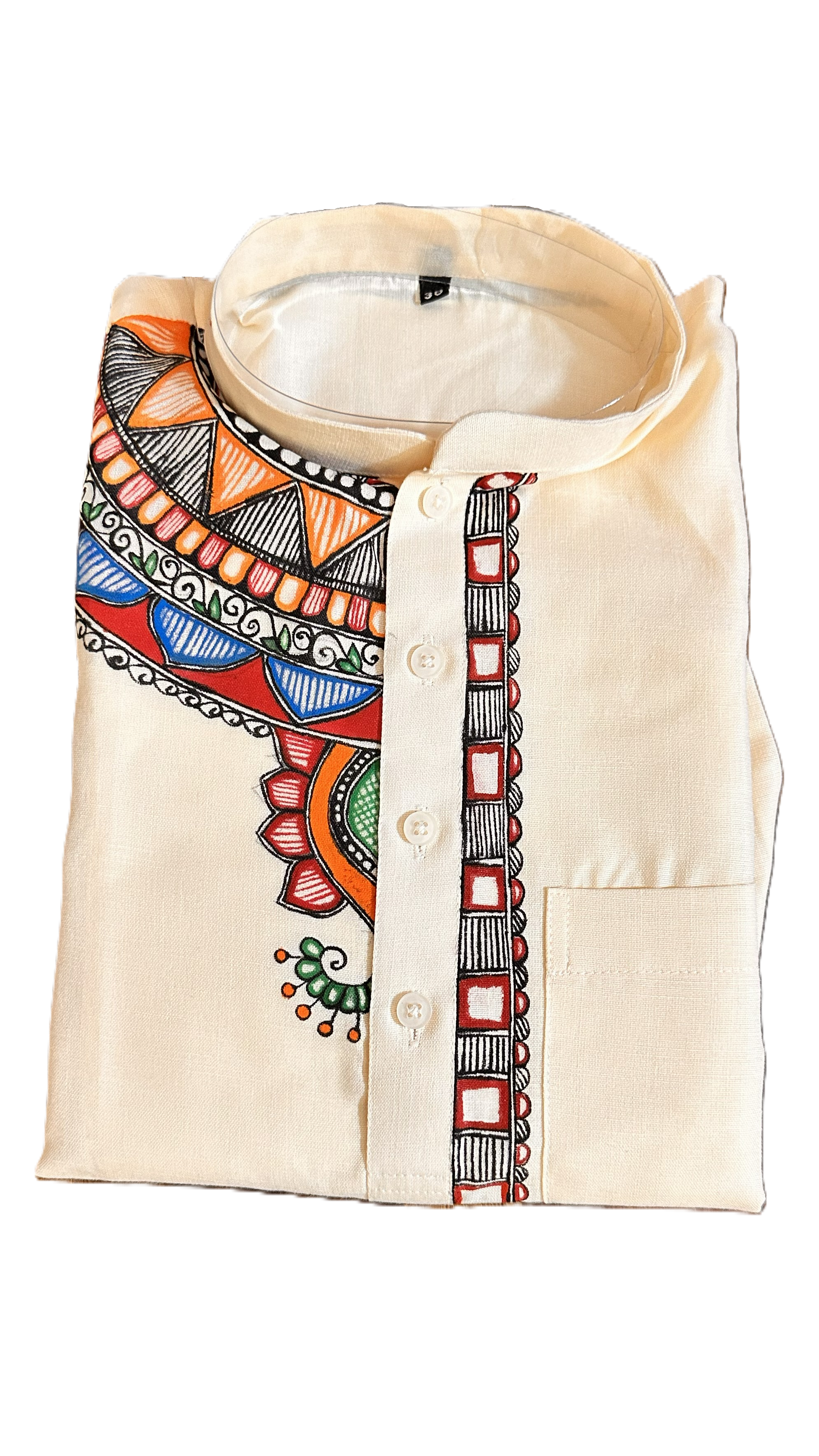 Cream Madhubani Men's Kurta Set