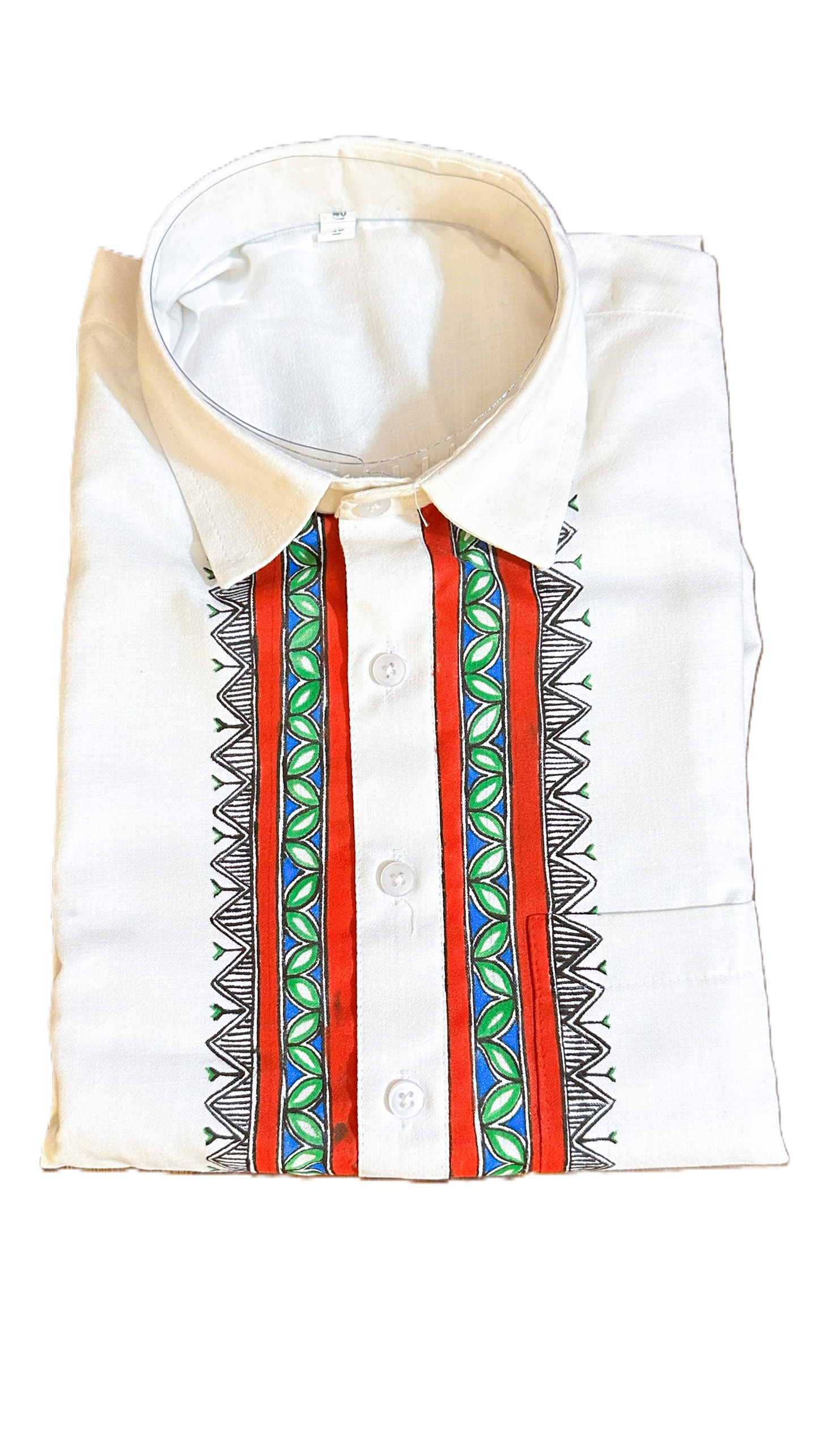 Hand painted madhubani men's short cotton kurta set in pathani style 