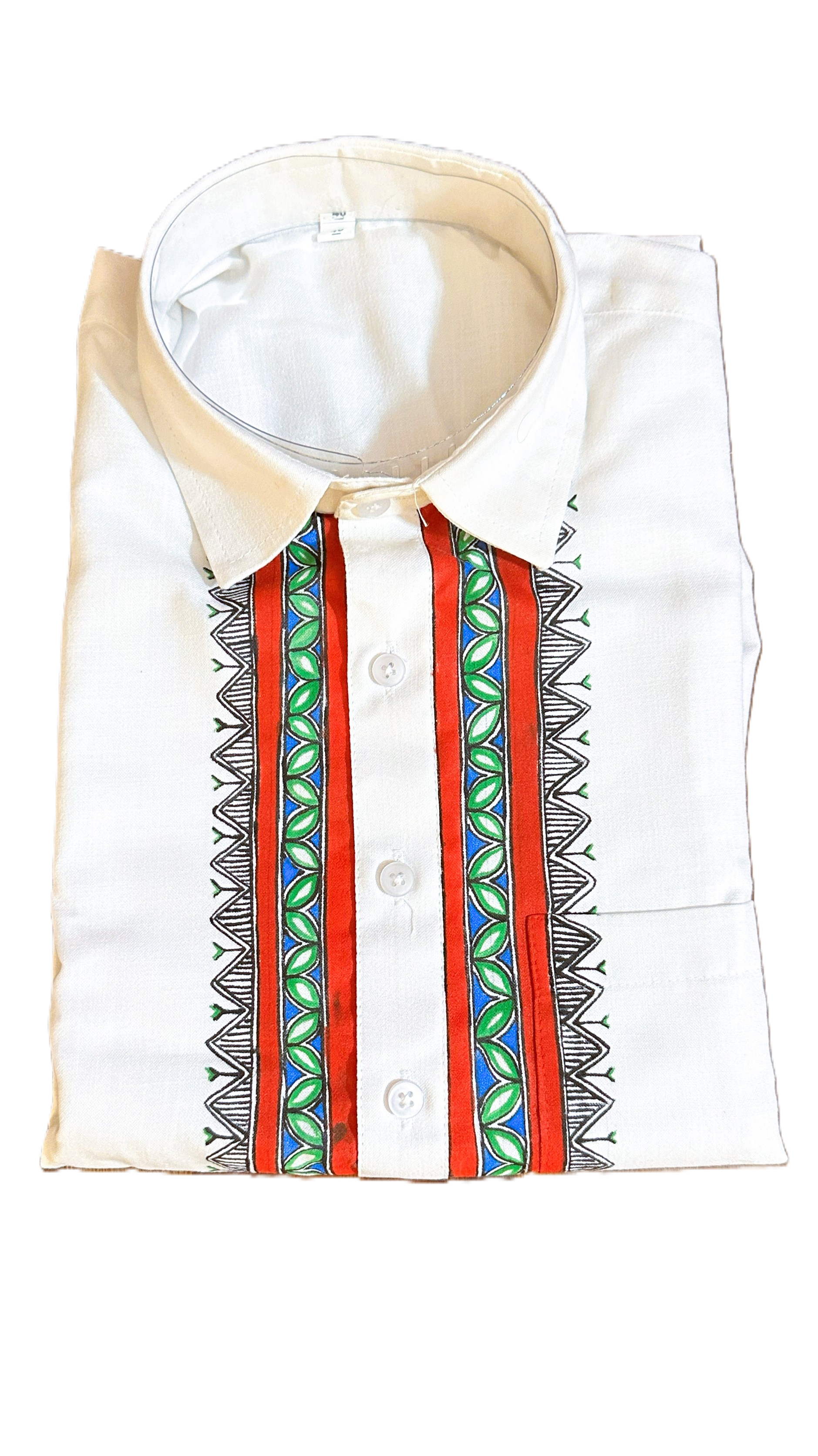 Hand painted madhubani men's short cotton kurta set in pathani style 
