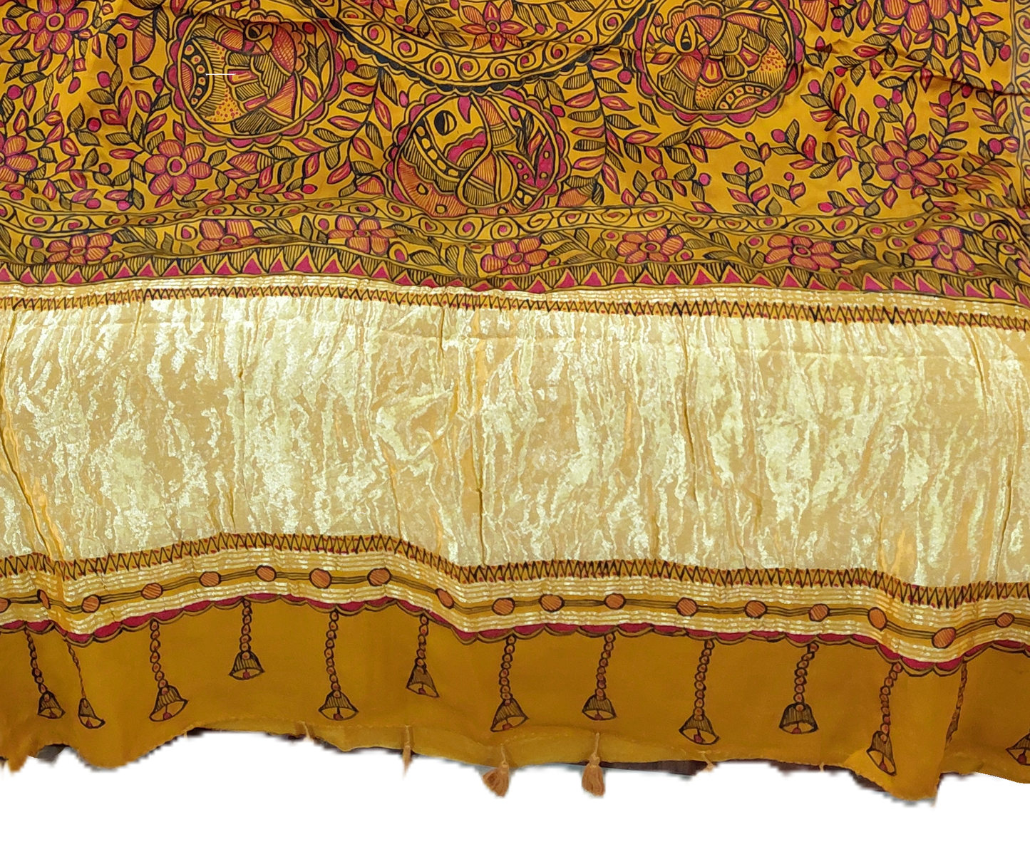 Mustard Modal Silk Madhubani Saree | Rangika Studio