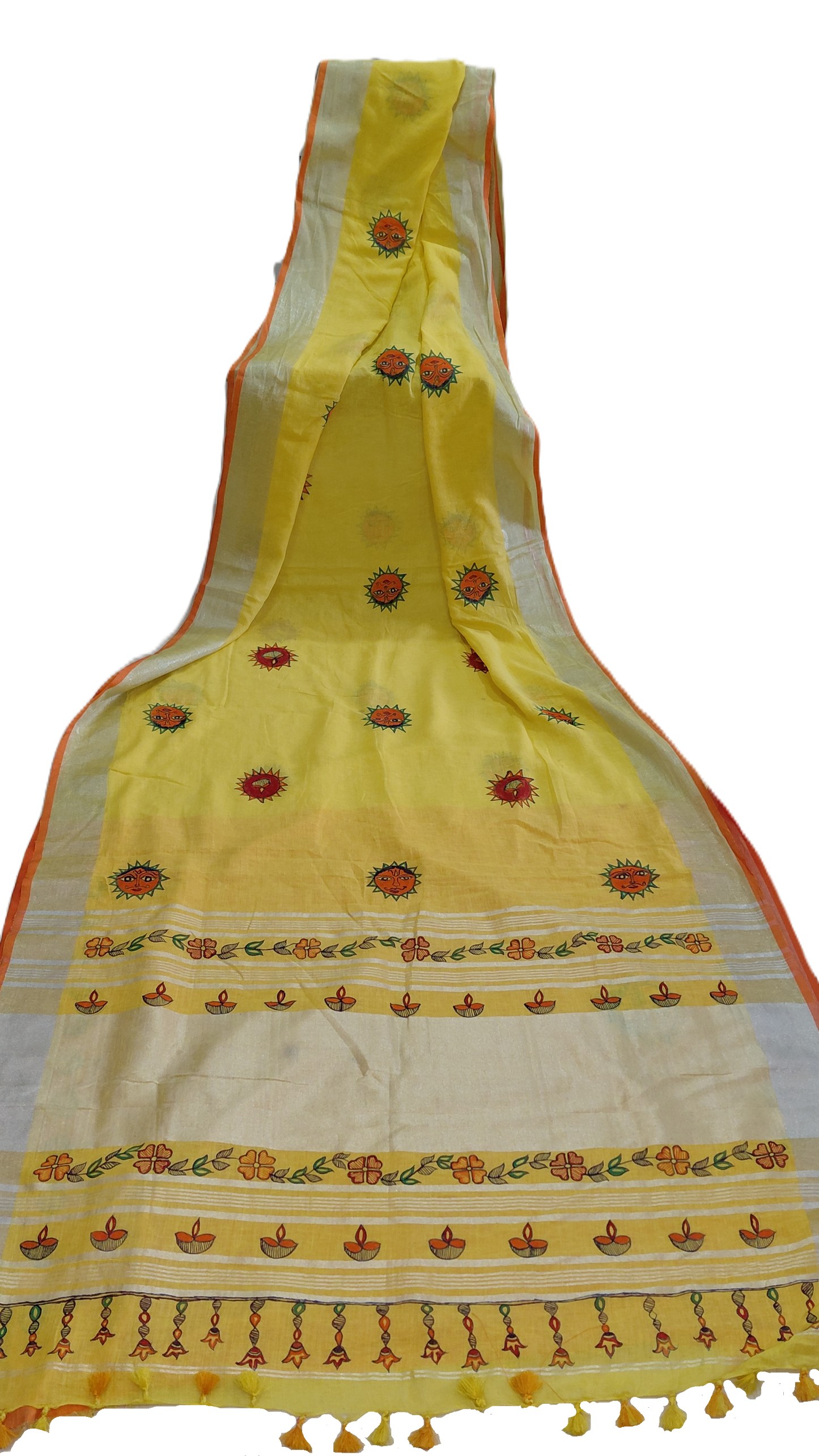⭐ Mustard Linen Madhubani Saree | Rangika Studio