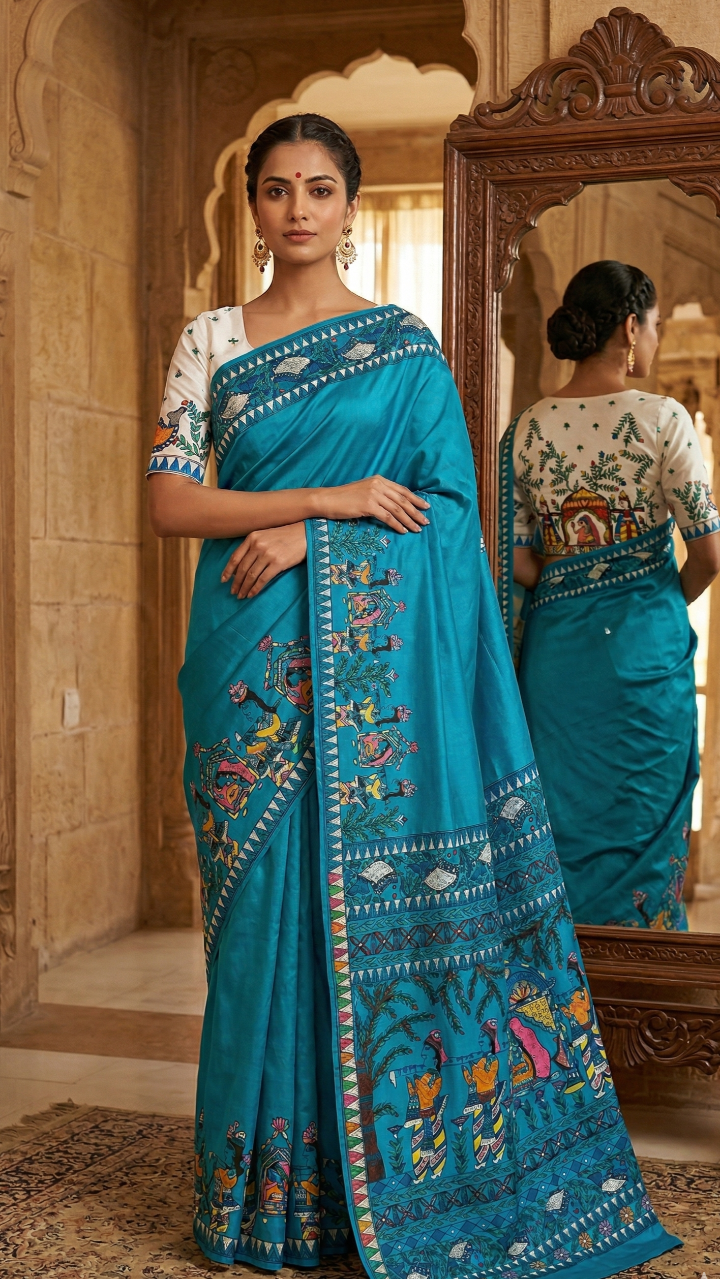 madhubani blouse back doli kahar design